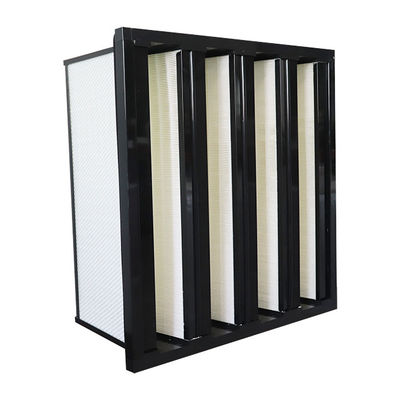 W Bentuk V Bank Filter Udara Superfine Serat Kaca H11 H12 99,99% 0.3um