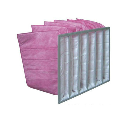 F8 F9 Tas Filter Udara Kantong Galvanized Steel Aluminium Frame Kuning Putih Pink Untuk Pabrik Industri