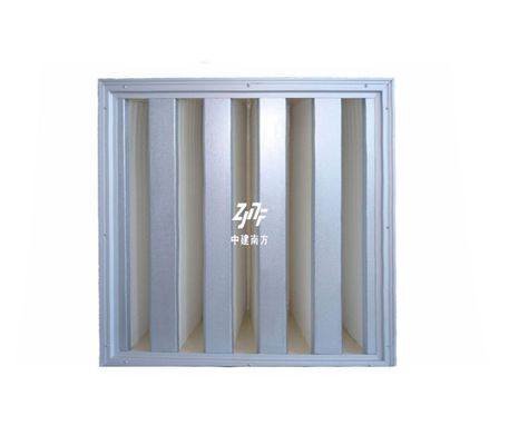 Kerangka baja galvanis V Bank HEPA Filter, 0.3um HEPA pleated Air Filter H13 Kapasitas debu tinggi