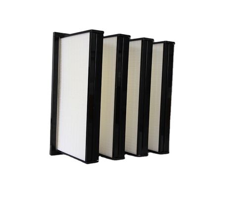 Efisiensi Tinggi Pleated HEPA H14 H13 V Bank Air Filter Untuk Pembersih Sistem Ventilasi