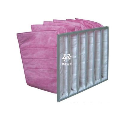 Tas Filter Udara Industri 6-Air Custom Filter Udara Dengan Rintangan Rendah Serat Sintetis Medium Custom Bag HVAC System