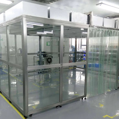 H14 HEPA Soft Wall Cleanroom Booth Portable Mudah Dipasang Dengan Aliran Laminar FFU Langit-langit Tirai PVC