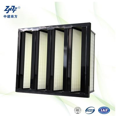 Sistem HVAC Pengumpulan Bubuk Tinggi W Cell V Bank Filter Udara 99,99% Untuk Cleanroom Laminar Flow Hood